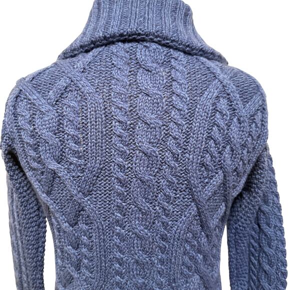 Aran Crafts Cardigan Sz Sm Merino Wool Full Zip Cable Double Collar Knit Cozy - Picture 7 of 11